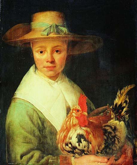 A Girl with a Rooster